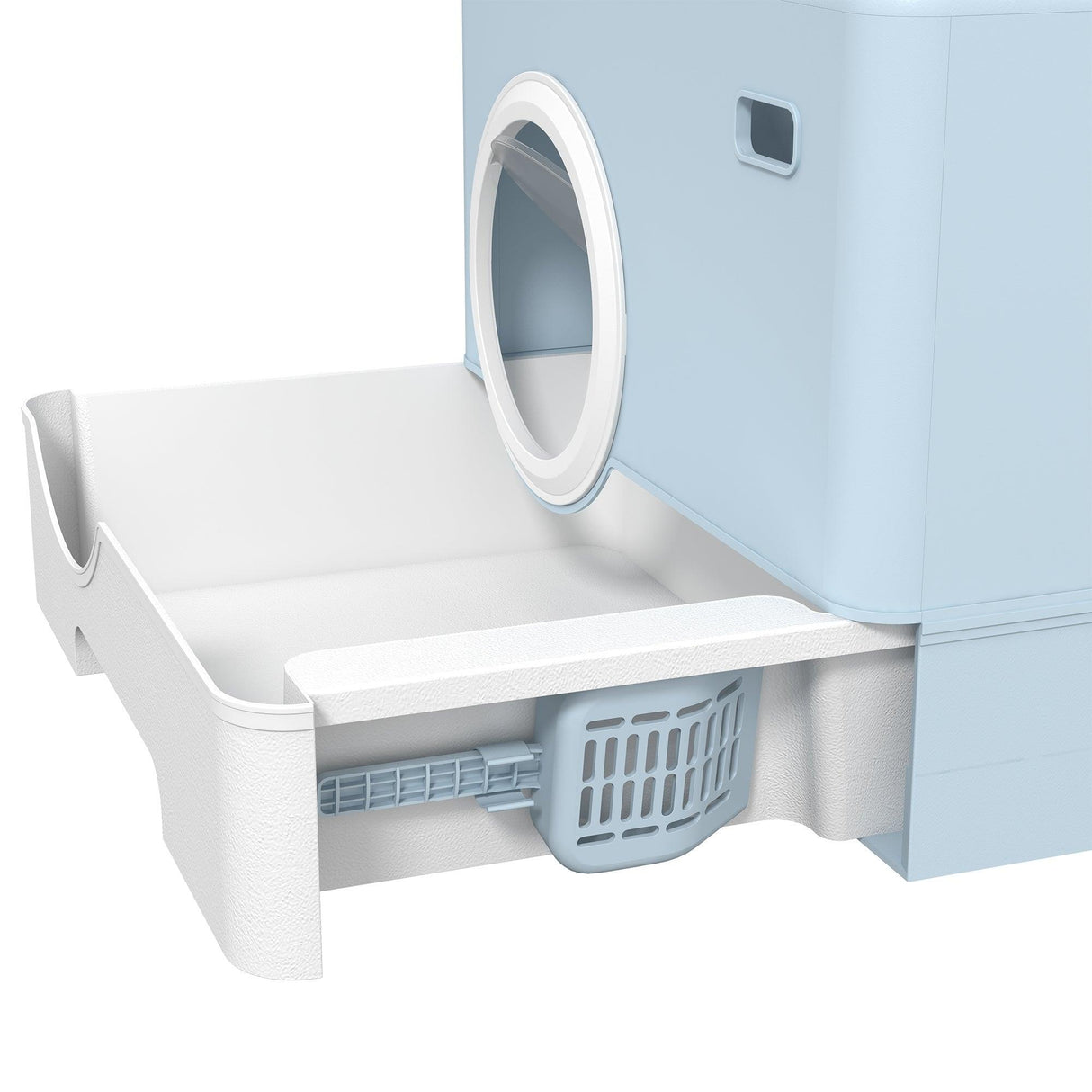 Enclosed Cat Litter Box with Front Entry & Scoop - Light Blue - Cat Litter Trays - Purr Wish