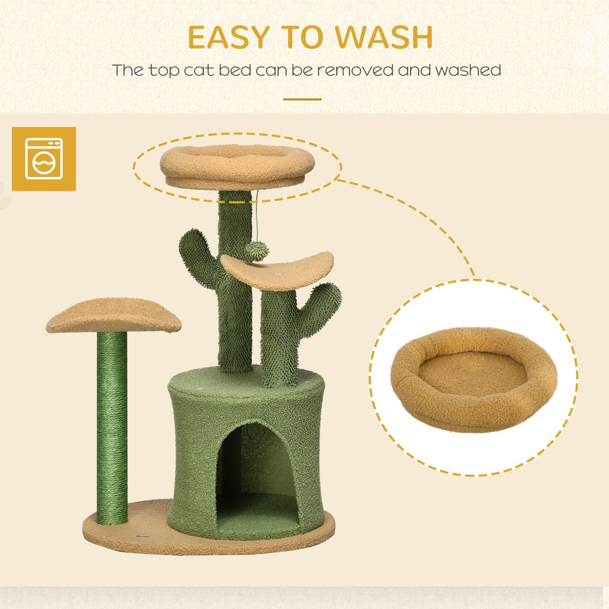 Cactus Cat Tree Activity Centre, 83cm - Green - Cat Trees - Purr Wish