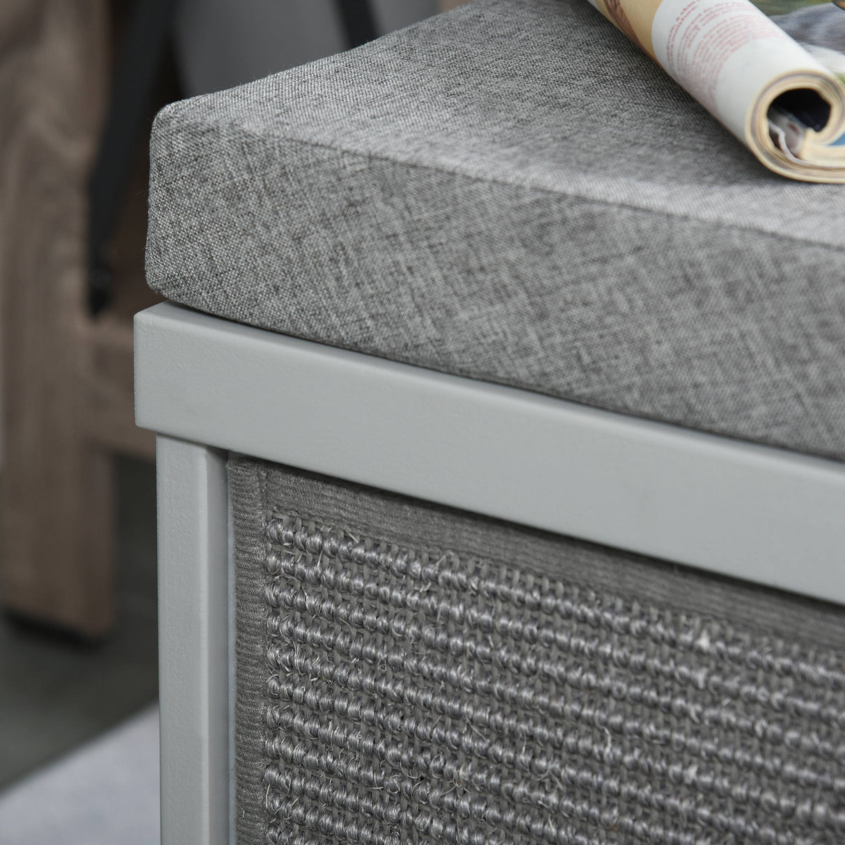 Grey Cat Cave Bed with Removable Scratching Pads, 41 x 30 x 36cm