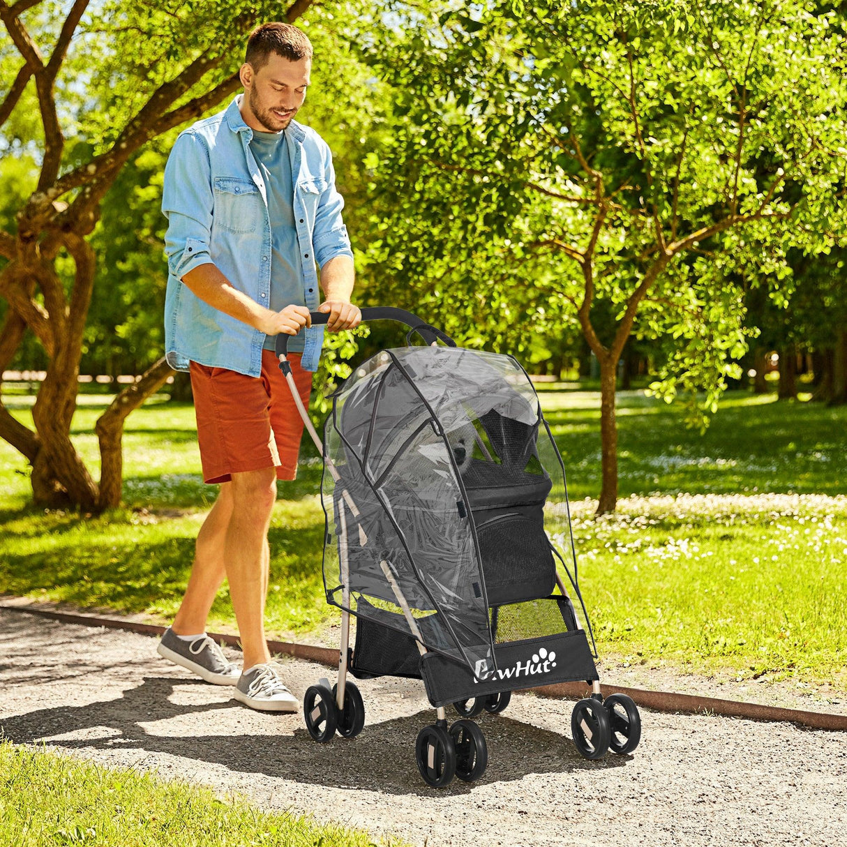 3-in-1 Cat Stroller - Carrier with Universal Wheel & Rain Cover - Black - Cat Carriers & Strollers - Purr Wish