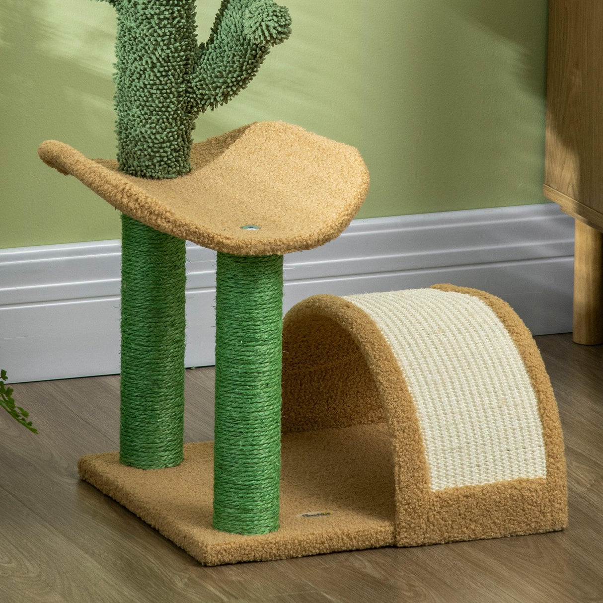 Cosy Cat Tree with Bed & Toys, 72cm - Yellow & Green - Cat Trees - Purr Wish