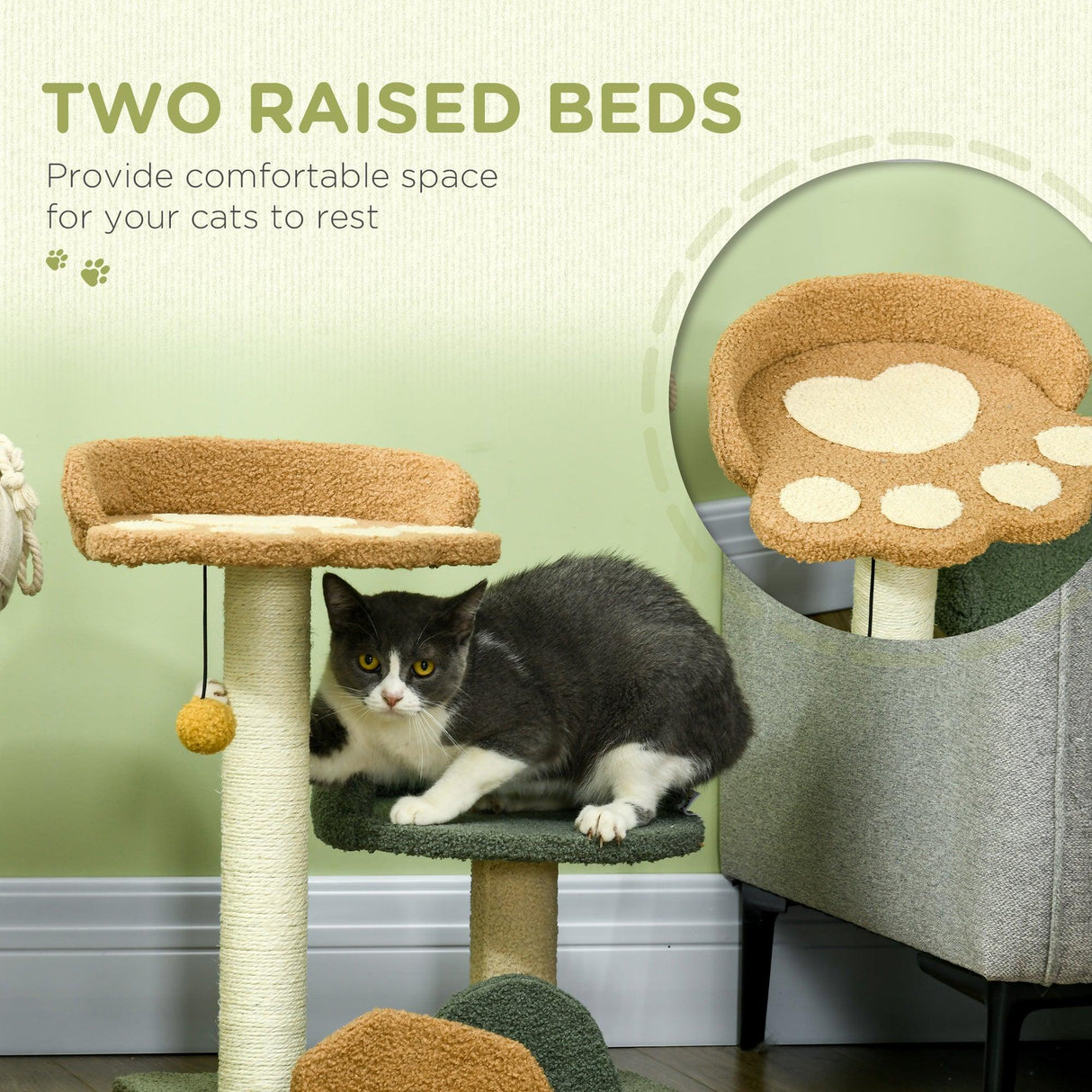 Cat Tree with Scratching Posts, Beds, Toy Ball - Cat Trees - Purr Wish