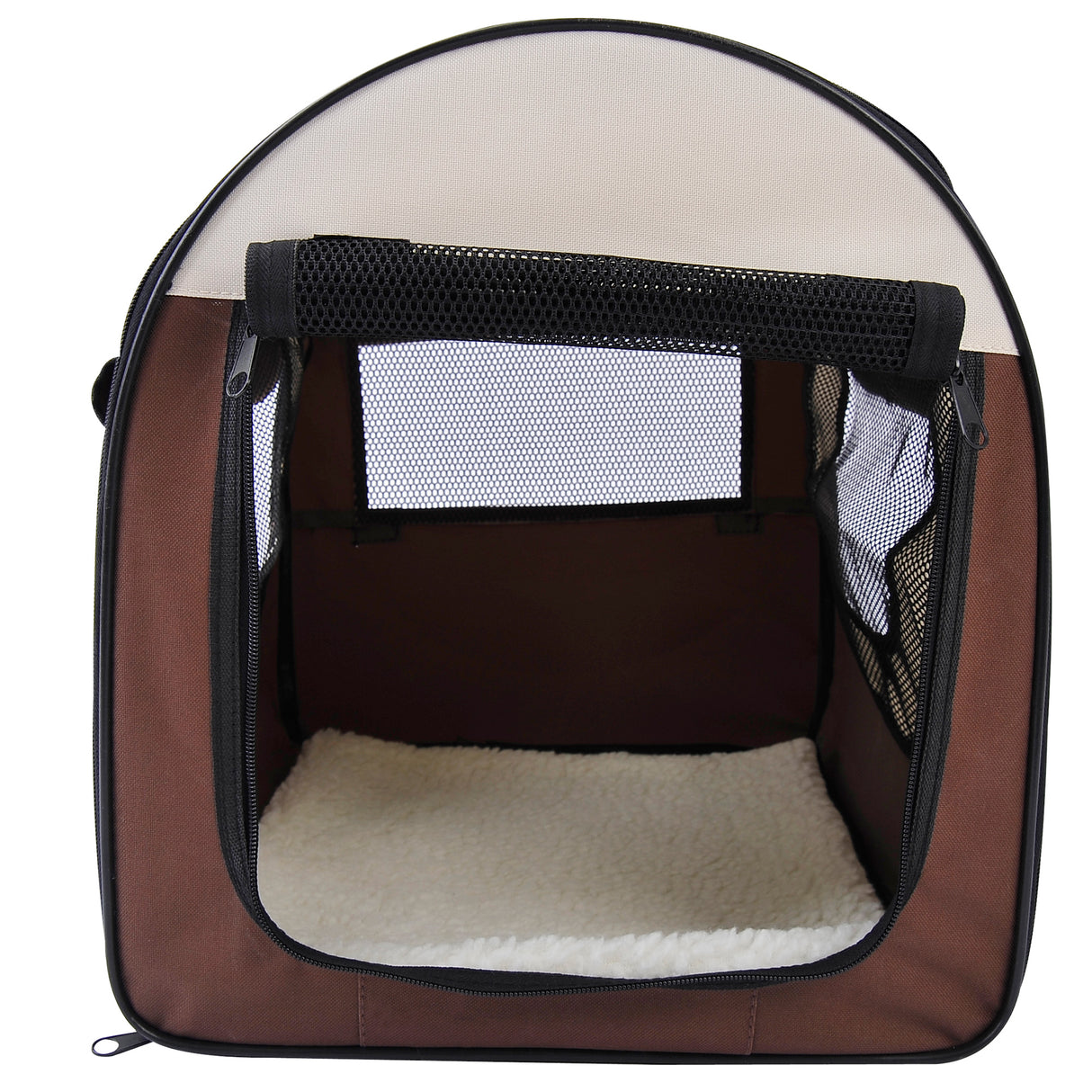 Portable Cat Carrier Folding Bag, Brown 46 x 36 x 41cm