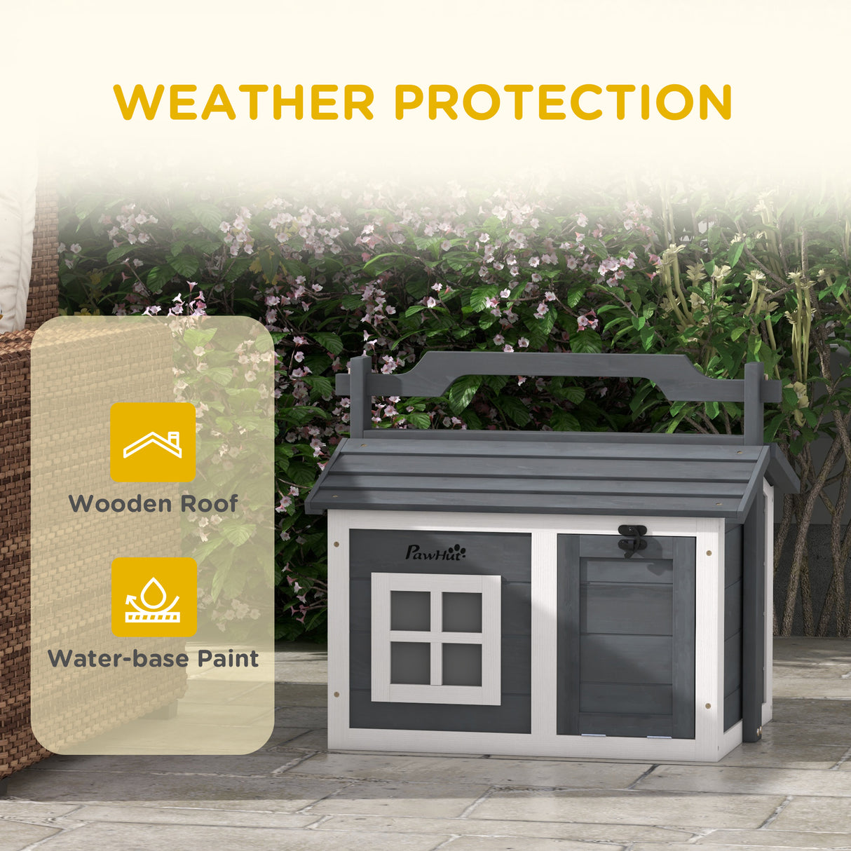 Grey Indoor Cat House with Openable Roof