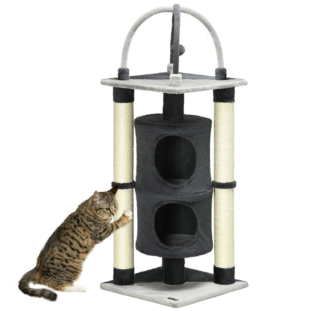 Cat Tree with Scratching Posts & Bed, 114cm - Dark Grey - Cat Trees - Purr Wish