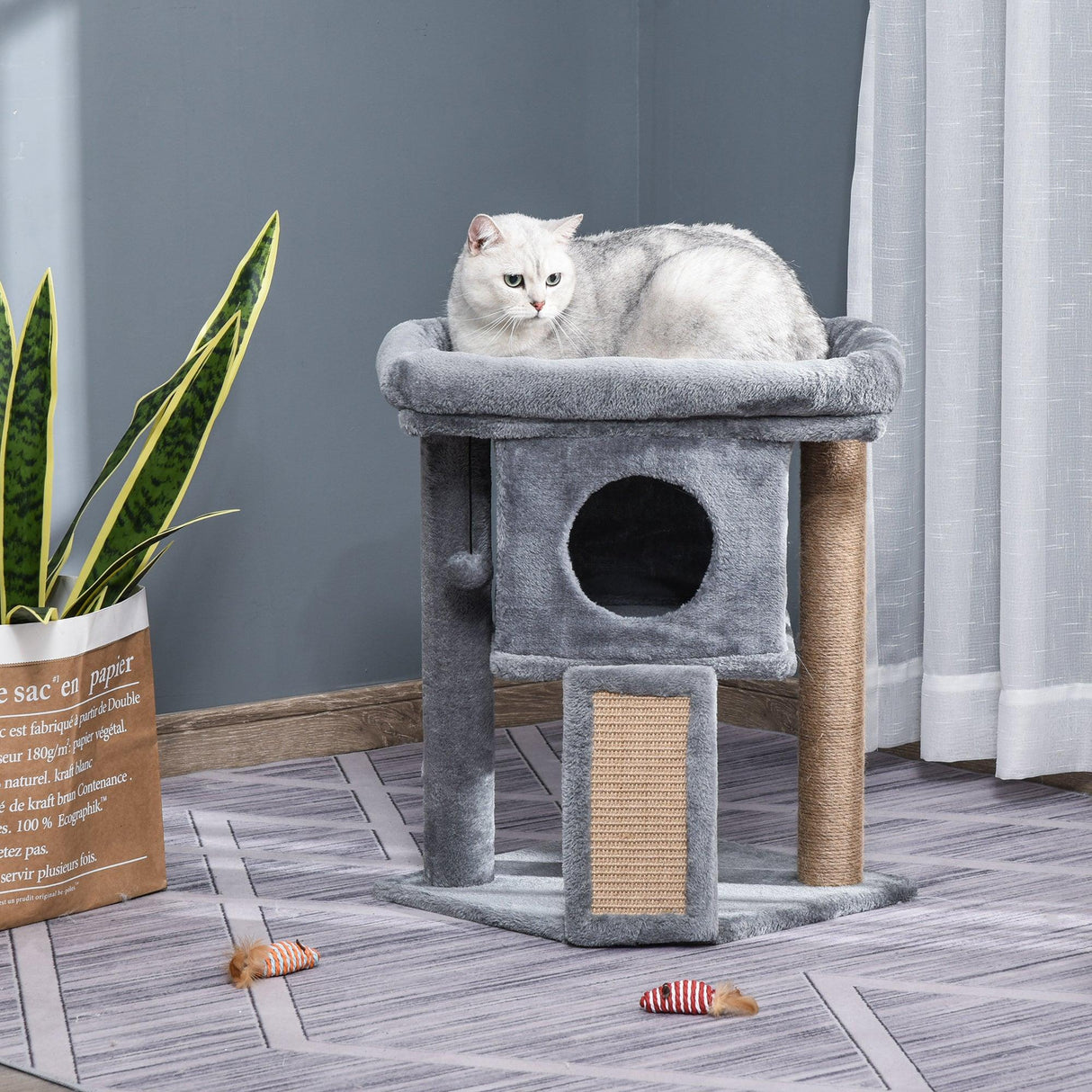 Cosy Cat Tree Activity Center, 57cm - Grey - Cat Trees - Purr Wish