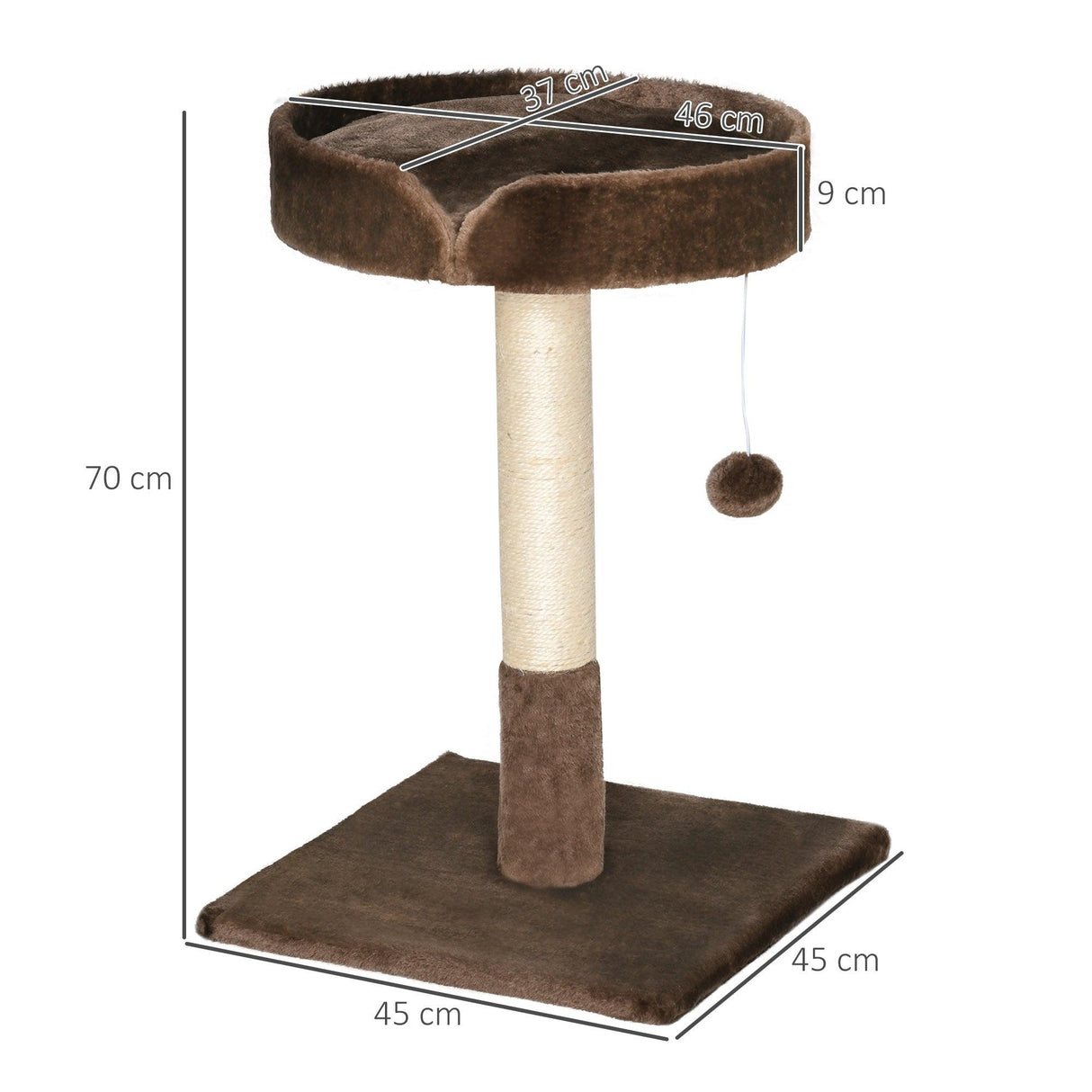 Cat Tree w / Sisal Scratching Post & Ball Toy - Brown - Cat Trees - Purr Wish