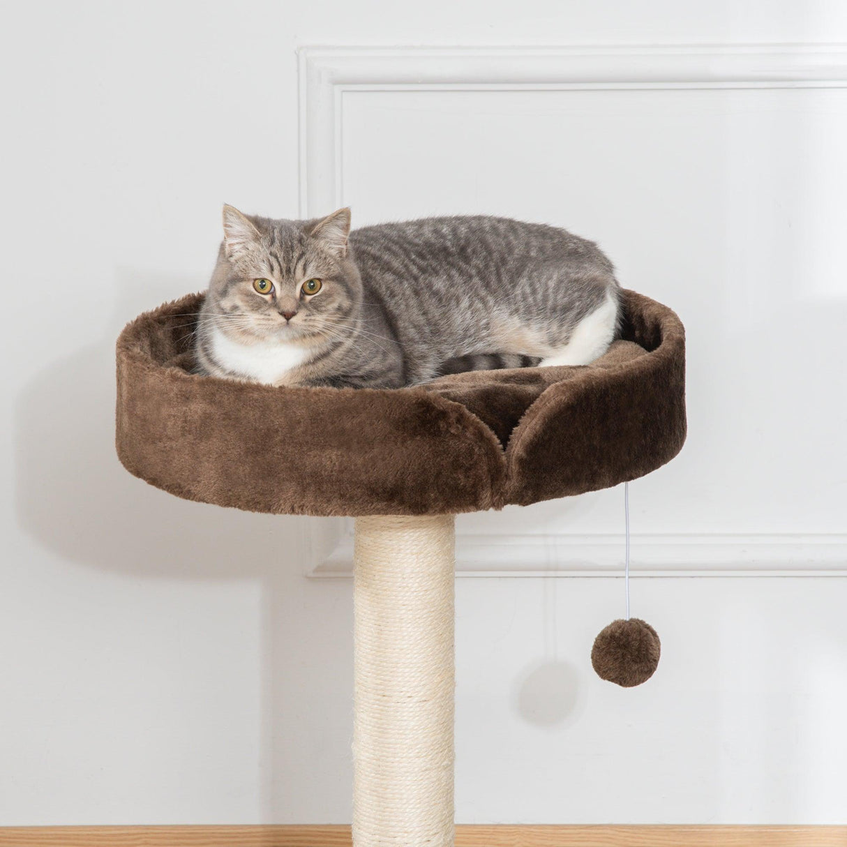 Cat Tree w / Sisal Scratching Post & Ball Toy - Brown - Cat Trees - Purr Wish
