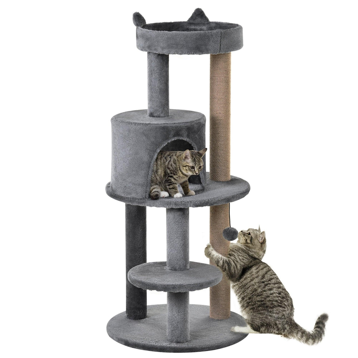Deluxe 3-Tier Cat Condo Tower, 104cm - Grey - Cat Trees - Purr Wish