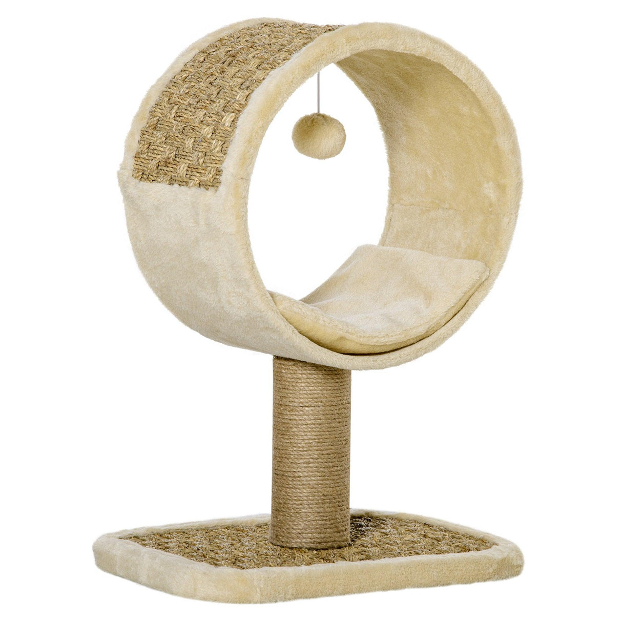 Cat Tower with Tunnel & Ball Toy - Beige - Cat Trees - Purr Wish