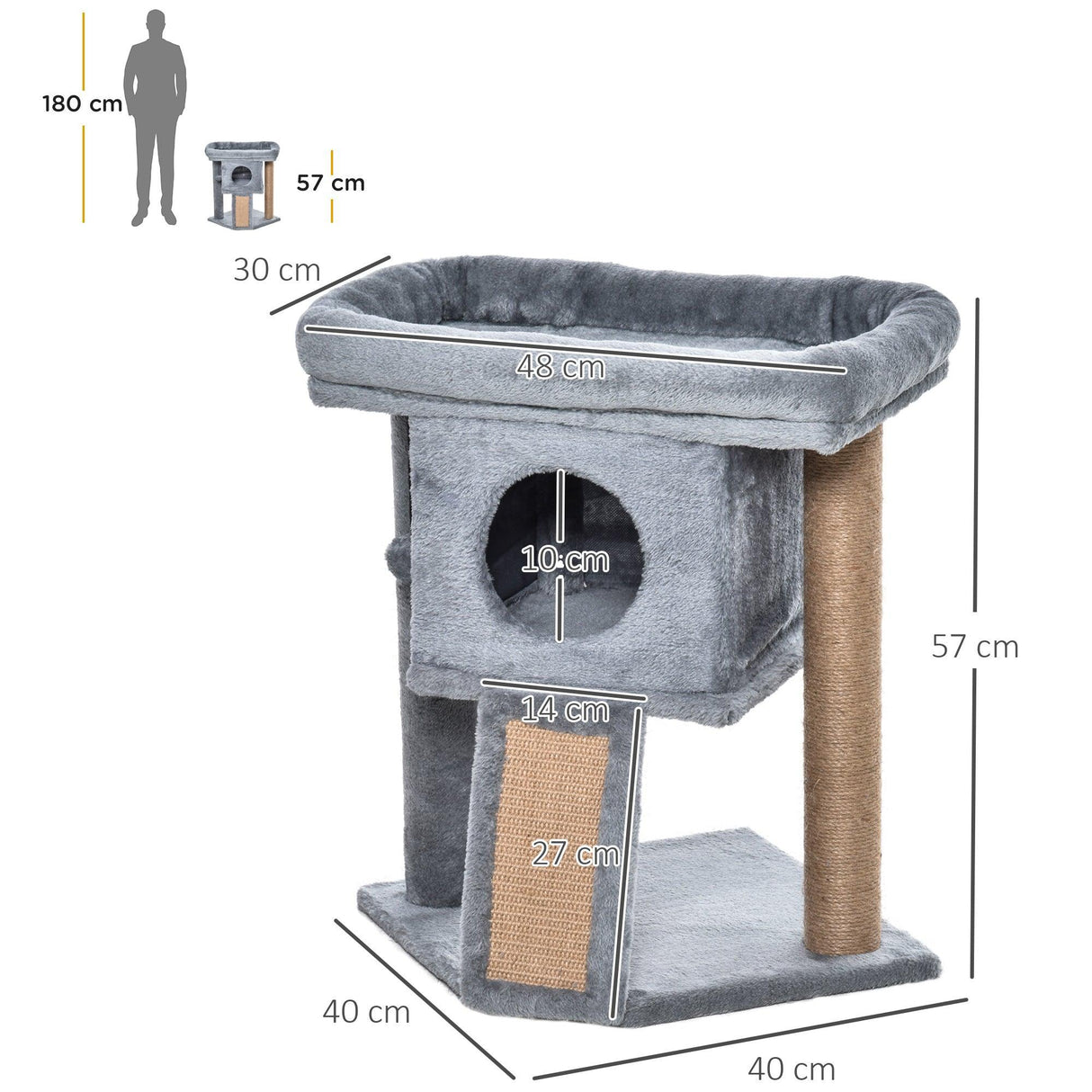 Cosy Cat Tree Activity Center, 57cm - Grey - Cat Trees - Purr Wish