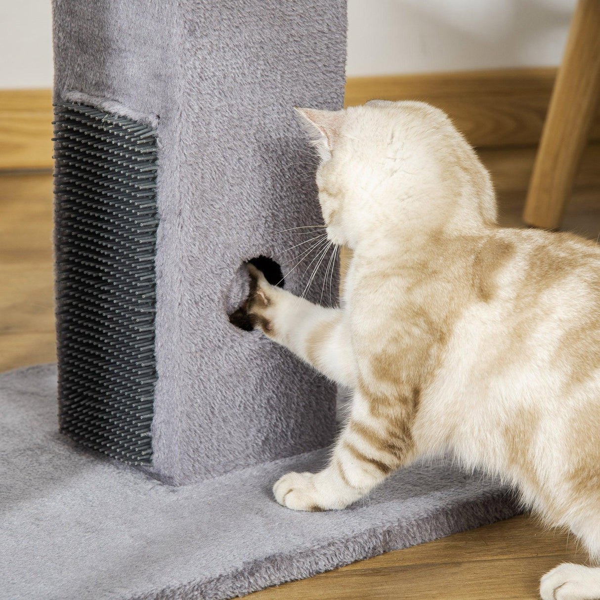 Cat Scratching Post w/ Self Grooming Brush, 79cm - Grey - Cat Scratchers - Purr Wish