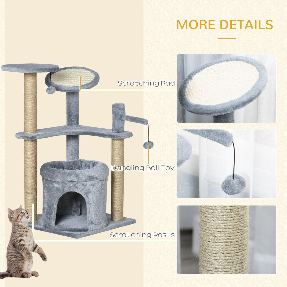 Deluxe Cat Activity Center Tower, 87cm - Grey - Cat Trees - Purr Wish