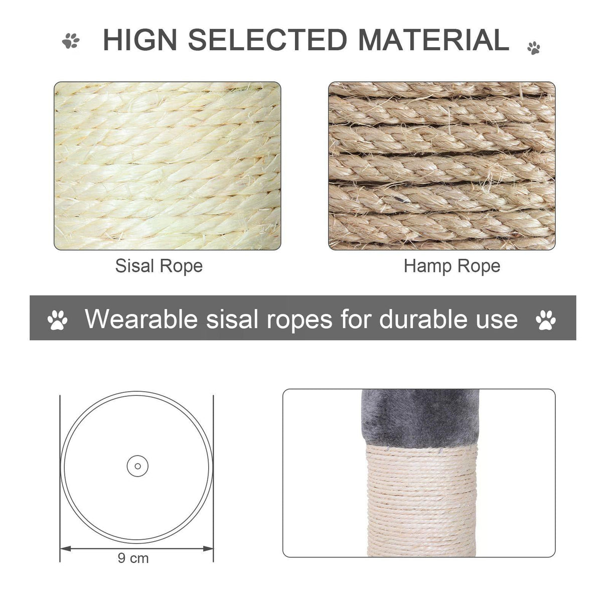 Floor-to-Ceiling Scratcher w/ Plush Platforms, 230-260cm - Grey - Cat Trees - Purr Wish