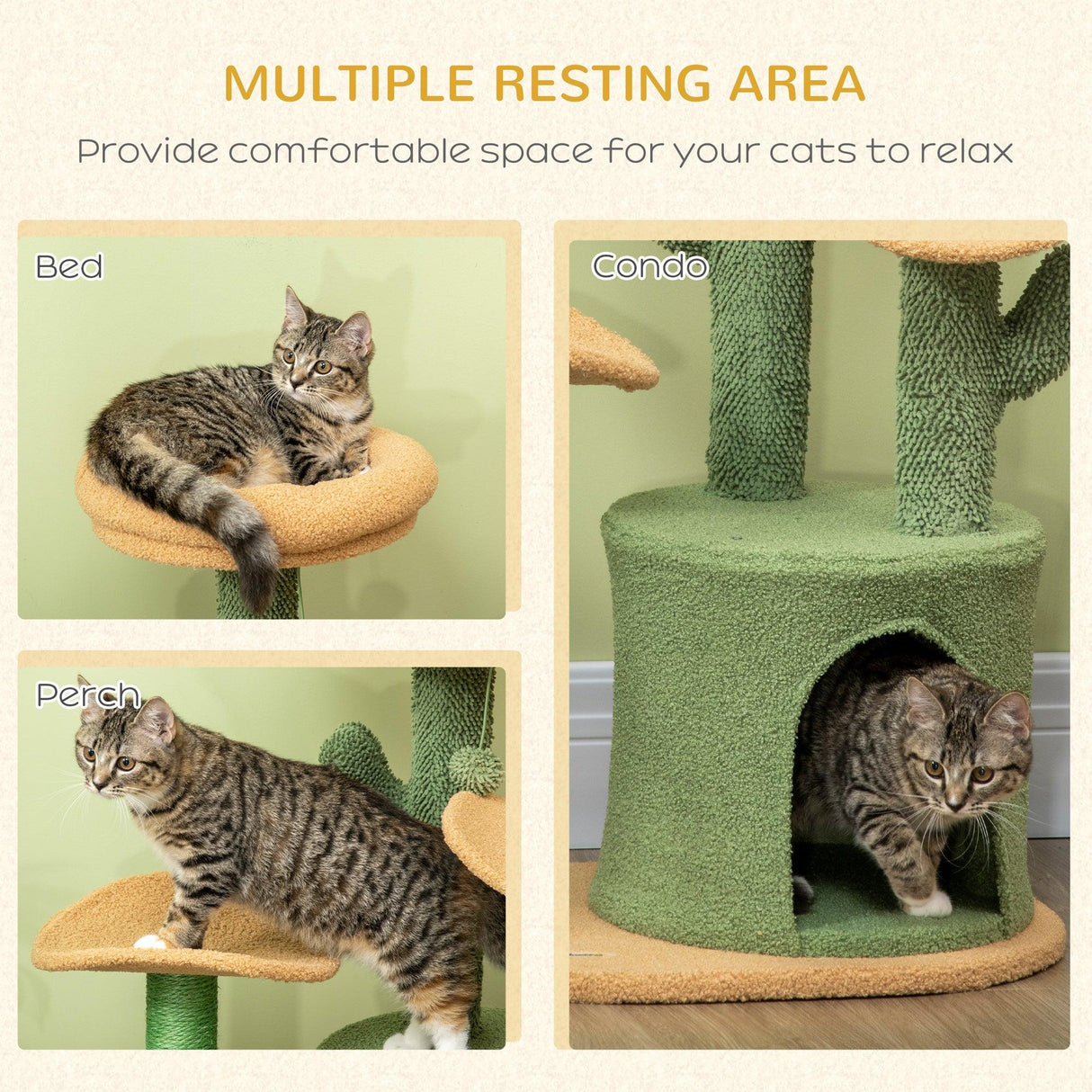 Cactus Cat Tree Activity Centre, 83cm - Green - Cat Trees - Purr Wish
