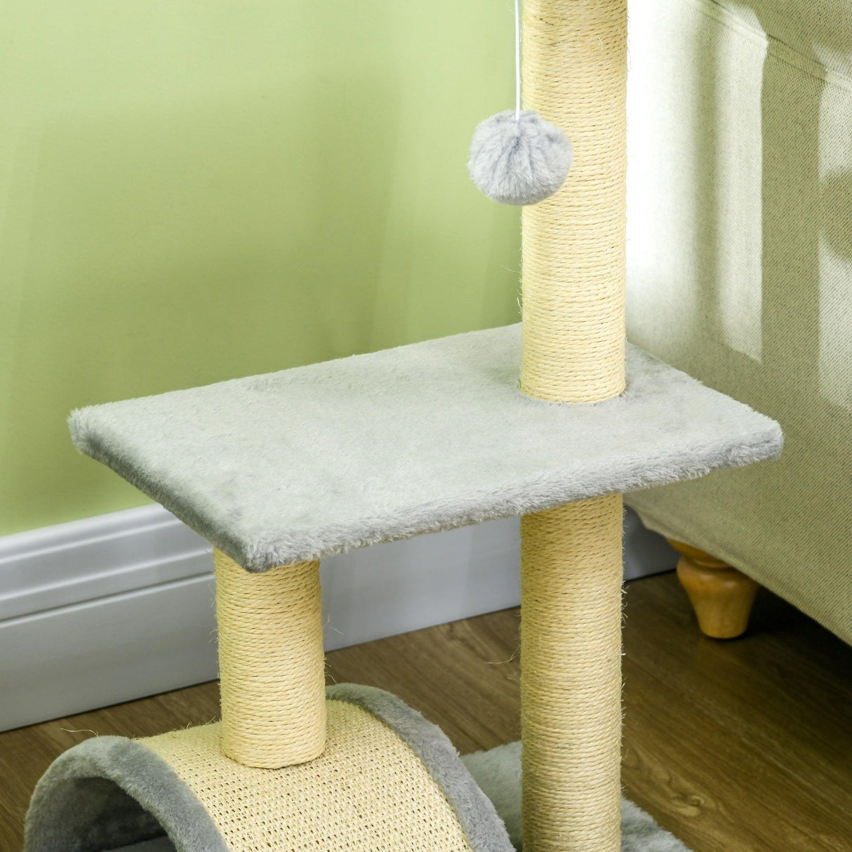 Multi-level Cat Tree with Sisal Scratching Post, 72cm - Light Grey - Cat Trees - Purr Wish