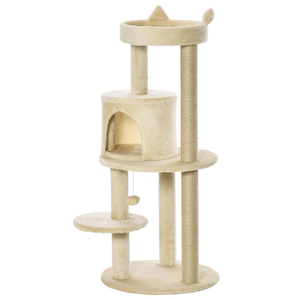 Deluxe Cat Tower, Scratching Posts, Condo, Ball Toy, 104cm - Beige - Cat Trees - Purr Wish