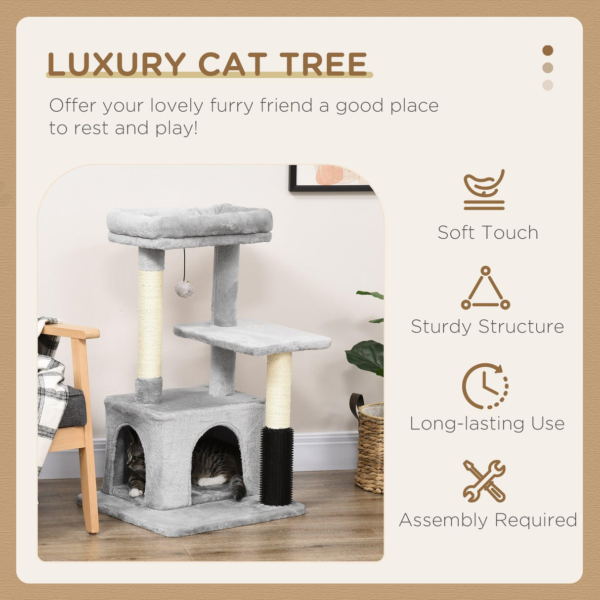 Cat Tree Climbing Activity Center w/ Scratchers, 85cm - Grey - Cat Trees - Purr Wish