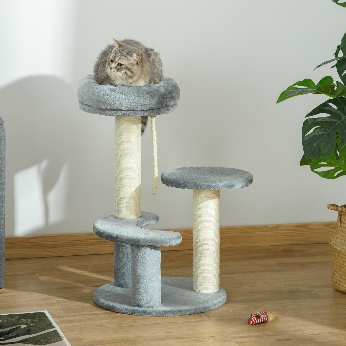 Cat Scratching Post and Playhouse, 65cm - Grey - Cat Trees - Purr Wish