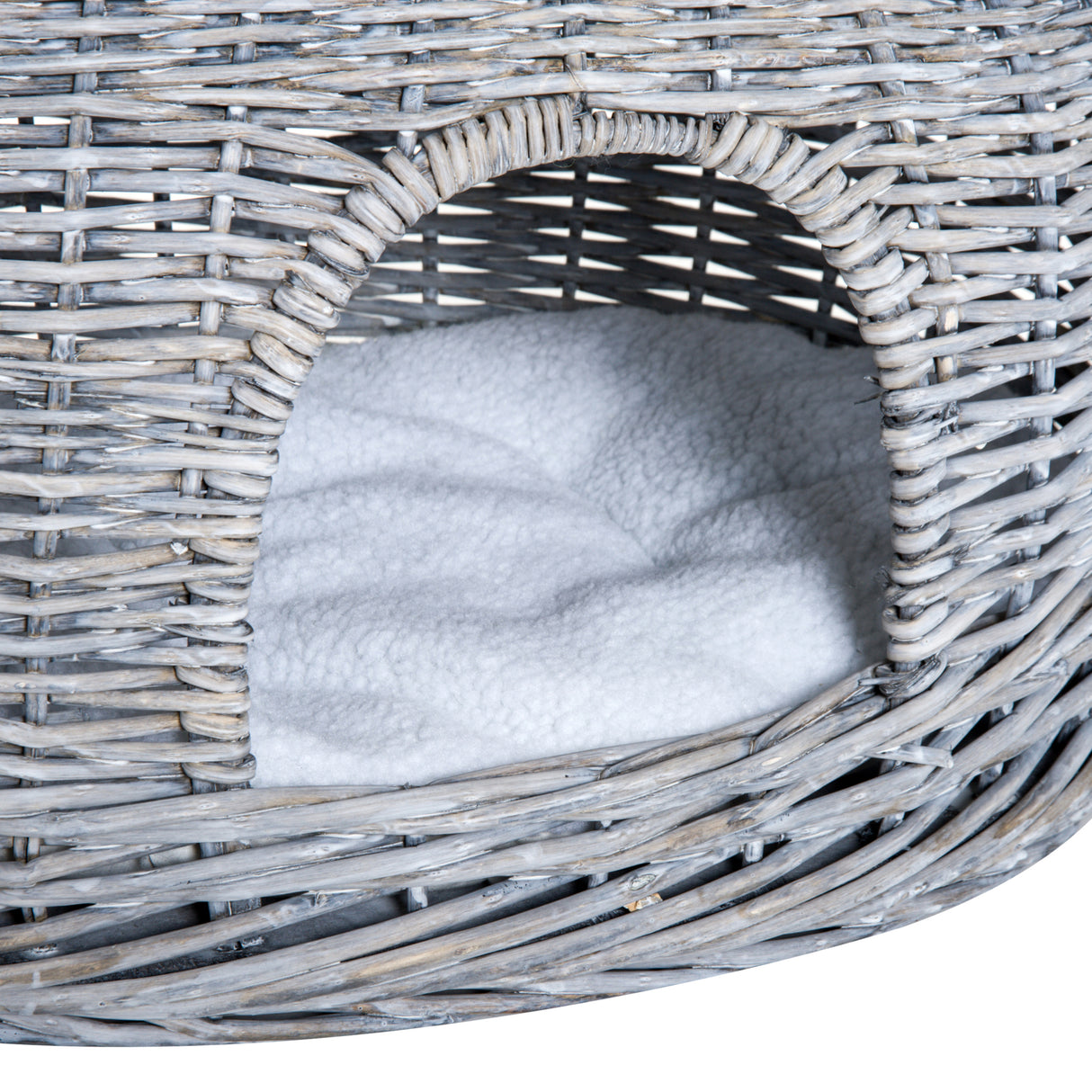 Grey Wicker 2-Tier Cat House with Washable Cushions, 56L x 37W x 40h-cm