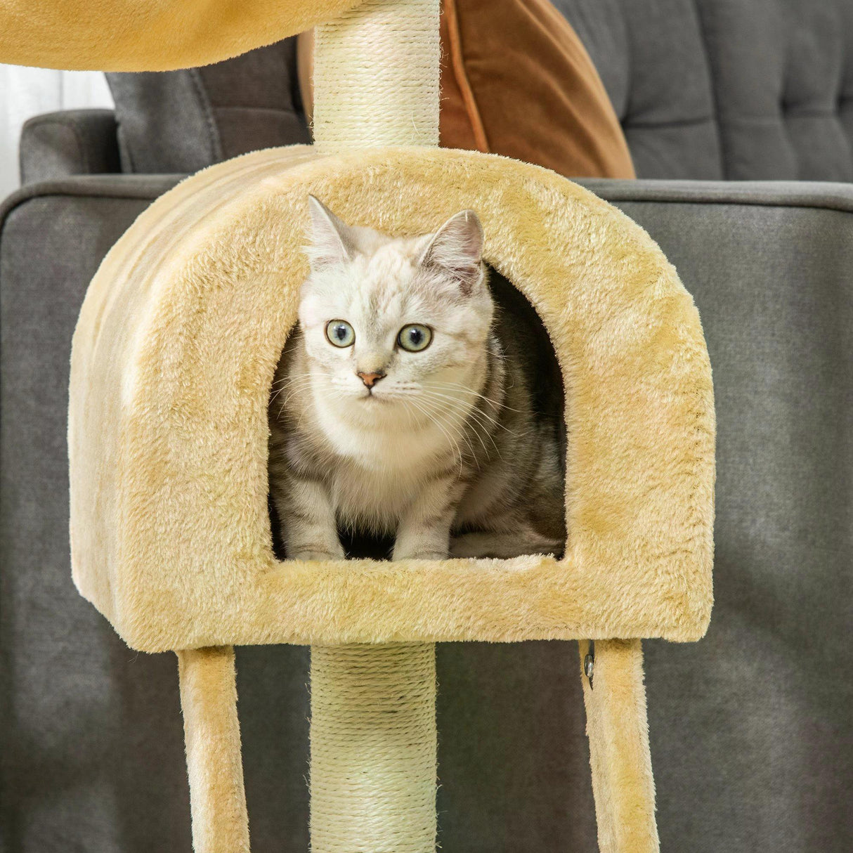Cat Tree Tower Activity Centre w/ Hammock, 98cm - Beige - Cat Trees - Purr Wish