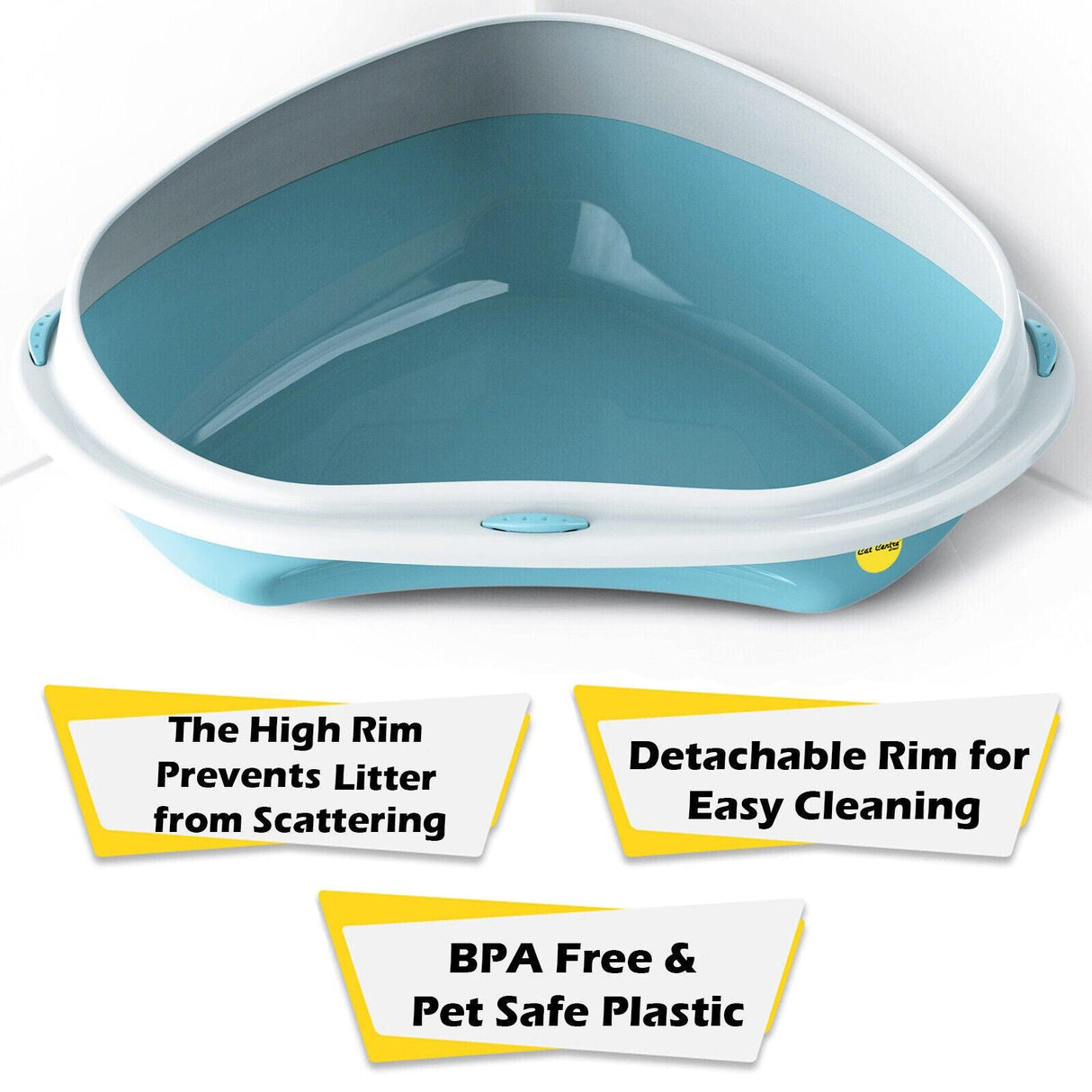 Cat Corner Litter Tray Large or Jumbo Rim Pet Open Toilet Pan Box Cat Centre® - Cat Litter Trays - Purr Wish
