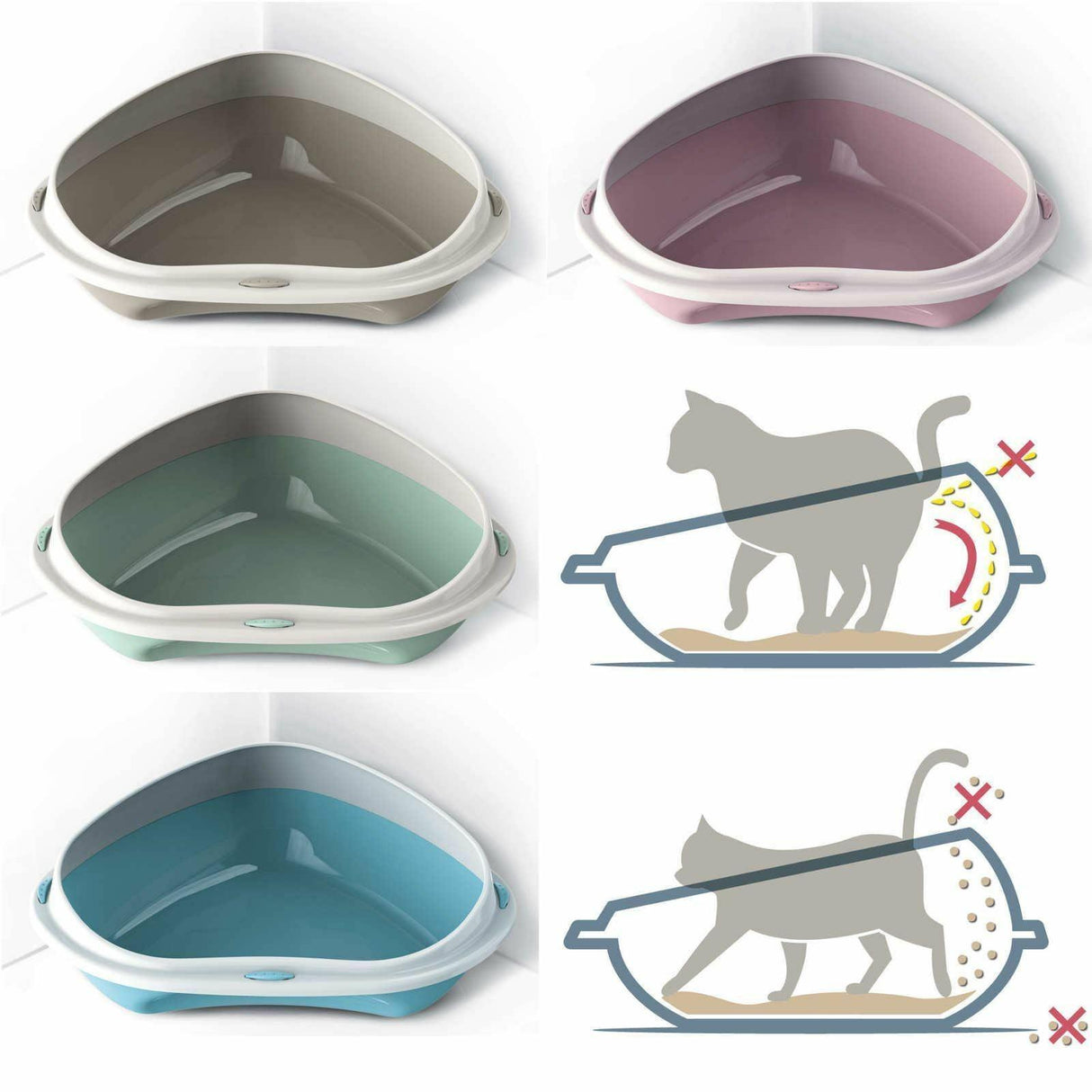 Cat Corner Litter Tray Large or Jumbo Rim Pet Open Toilet Pan Box Cat Centre® - Cat Litter Trays - Purr Wish