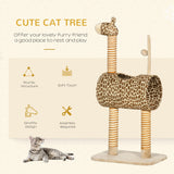 Cute Giraffe Cat Play Tower with Tunnel, 101cm - Beige - Cat Trees - Purr Wish