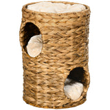 Indoor Cat Barrel Tree with 2 Cat Houses, 47cm - Light Brown - Cat Trees - Purr Wish