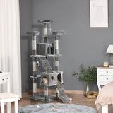 Multilevel Cat Tree Tower for Scratching, Climbing, 170cm - Grey - Cat Trees - Purr Wish