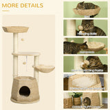 Weaved Cat Tree w/ Sisal Posts & House, 119cm - Natural - Cat Trees - Purr Wish