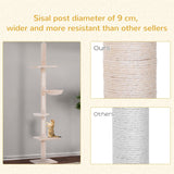 Adjustable Floor to Ceiling Cat Tree, 230-260cm, Beige - Cat Trees - Purr Wish