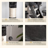 Adjustable Height Cat Tree, 240-260cm - Dark Grey - Cat Trees - Purr Wish