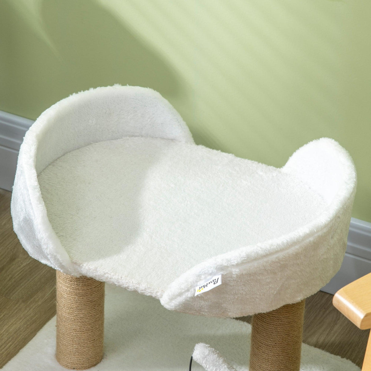 Small Cat Tree with Sisal Scratching Post & Bed, 42cm - White - Cat Trees - Purr Wish