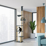 6-Tier Floor to Ceiling Adjustable Cat Tree, 230-250cm - Grey & Beige - Cat Trees - Purr Wish