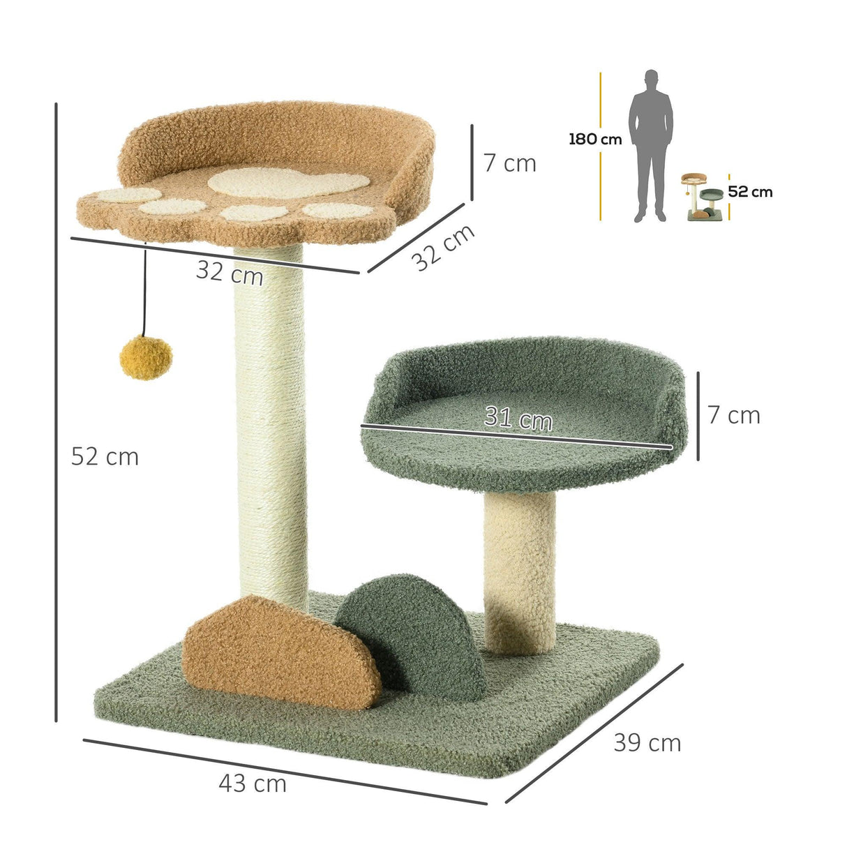 Cat Tree with Scratching Posts, Beds, Toy Ball - Cat Trees - Purr Wish