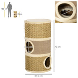 Sisal & Seaweed Rope Cat Scratching Barrel Tower, 70cm - Natural - Cat Trees - Purr Wish