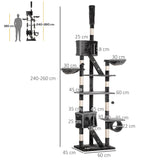 Adjustable Height Cat Tree, 240-260cm - Dark Grey - Cat Trees - Purr Wish