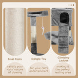 Multilevel Cat Tree Tower for Scratching, Climbing, 170cm - Grey - Cat Trees - Purr Wish