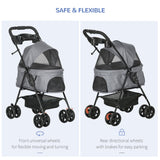Cat Stroller with Rain Cover and EVA Wheels - Grey - Cat Carriers & Strollers - Purr Wish