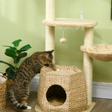 Weaved Cat Tree w/ Sisal Posts & House, 119cm - Natural - Cat Trees - Purr Wish