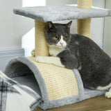 Multi-level Cat Tree with Sisal Scratching Post, 72cm - Light Grey - Cat Trees - Purr Wish