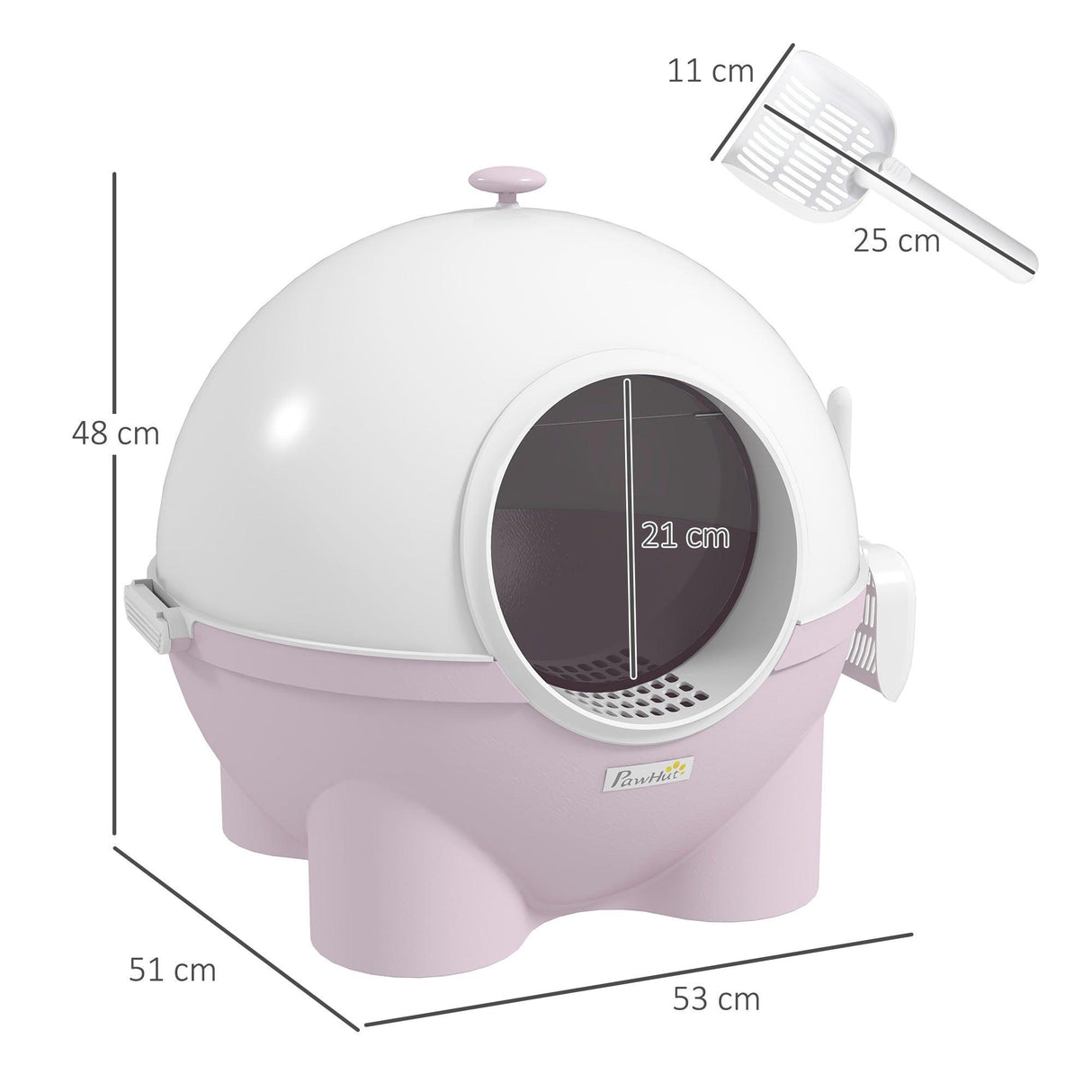 Enclosed Cat Litter Box with Lid, Scoop, Front Entrance - Pink - Cat Litter Trays - Purr Wish