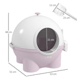 Enclosed Cat Litter Box with Lid, Scoop, Front Entrance - Pink - Cat Litter Trays - Purr Wish
