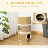 Sisal & Seaweed Rope Cat Scratching Barrel Tower, 70cm - Natural - Cat Trees - Purr Wish