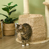 Weaved Cat Tree w/ Sisal Posts & House, 119cm - Natural - Cat Trees - Purr Wish
