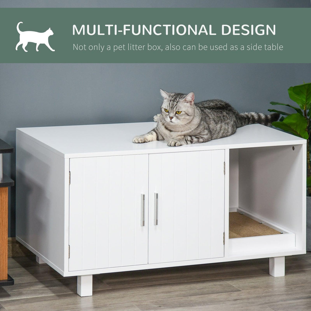 Cat Litter Box Enclosure & House - White - Cat Litter Trays - Purr Wish