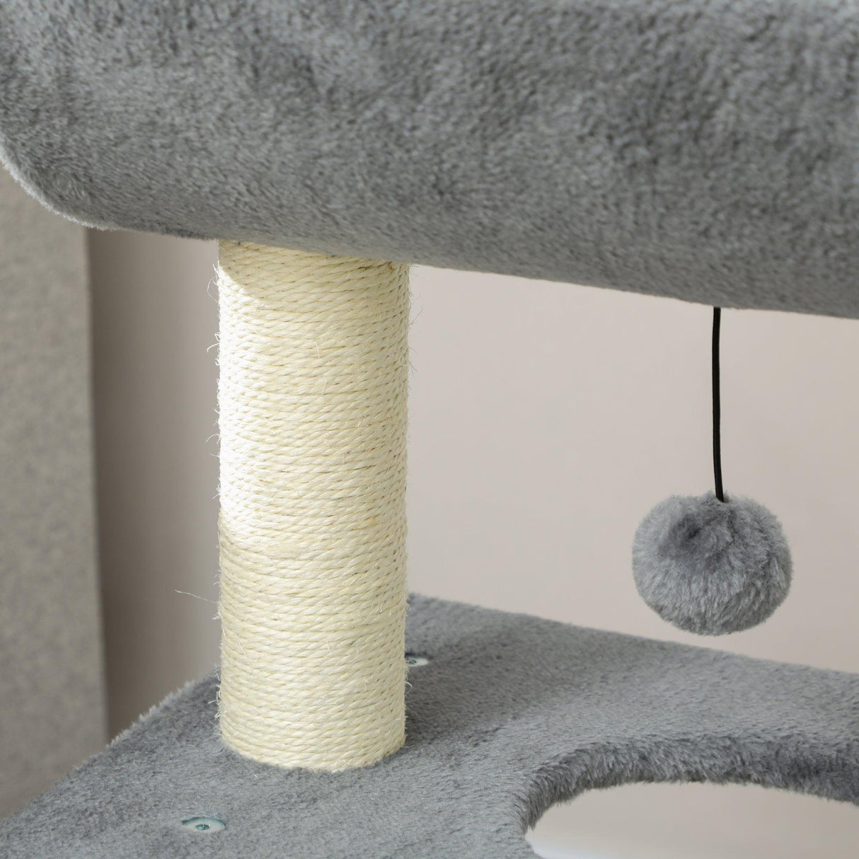 Multi-Level Cat Tree Tower w/ Bed, Perch, Toy Ball, 76cm - Grey - Cat Trees - Purr Wish