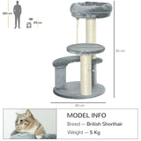 Cat Scratching Post and Playhouse, 65cm - Grey - Cat Trees - Purr Wish