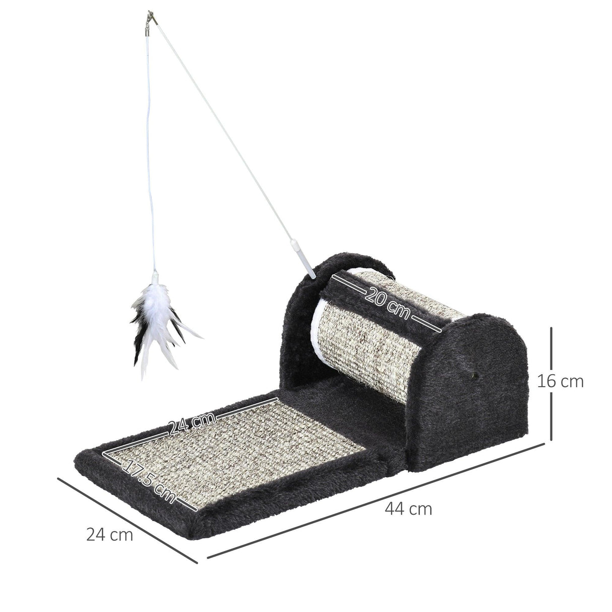 Cat Scratching Pad with Roller Toy, 16H cm - Grey - Cat Scratchers - Purr Wish